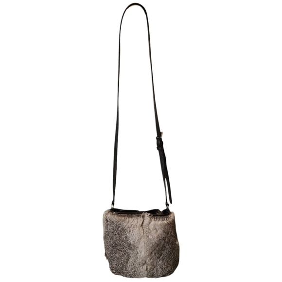 MICHAEL KORS Rabbit Fur Crossbody Bag With Silver Hardware and Black Detailing - Picture 4 of 12